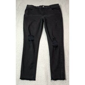 American Eagle Jeans Womens 16 Super Stretch Jegging Black Distressed Raw Hem